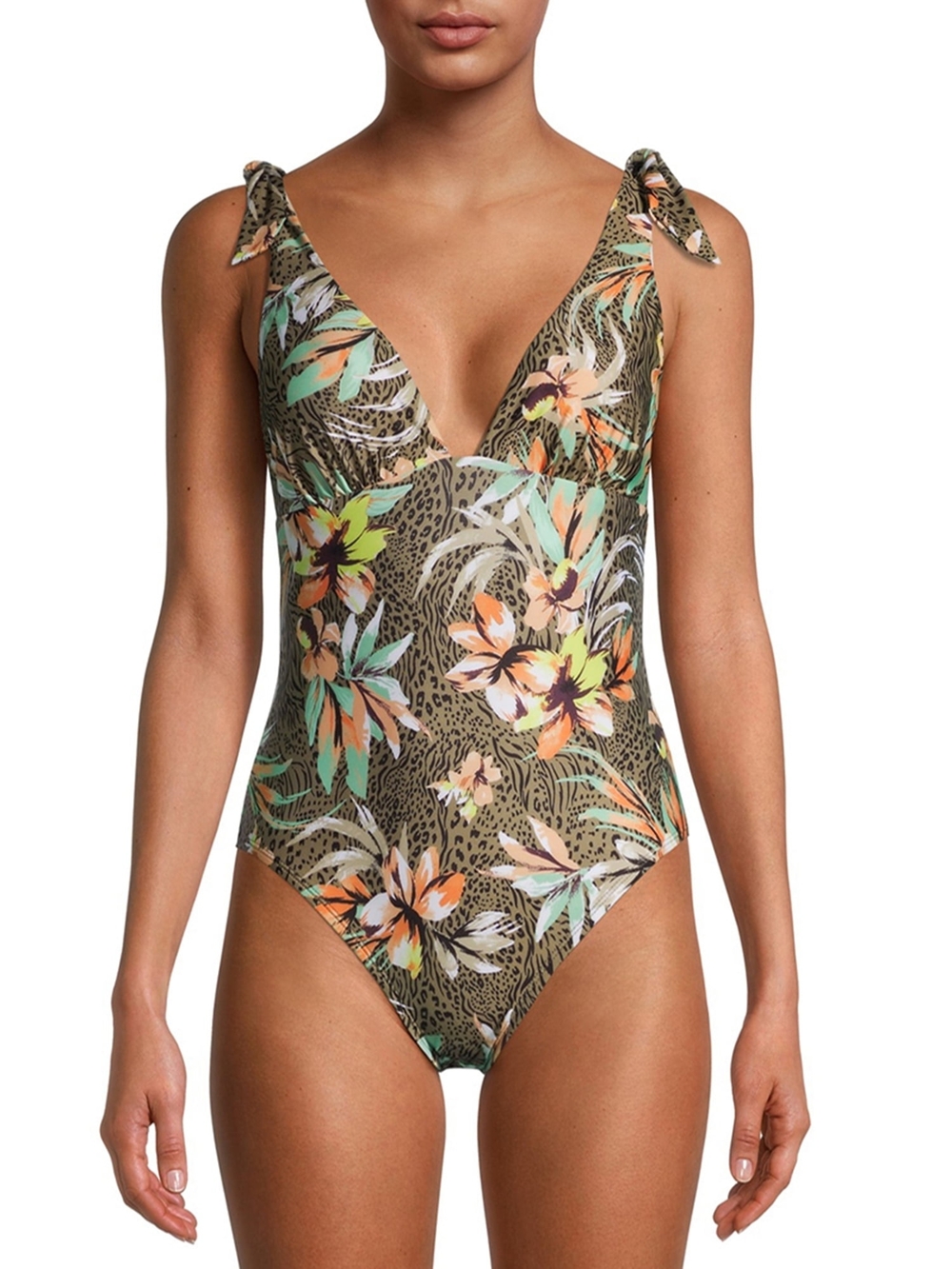 Social Angel Safari Plunge One-Piece Swimsuit